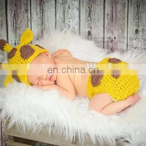 Crochet Newborn Baby Giraffe Hat and Diaper Cover Set - Crochet Giraffe - Baby Crochet Hat - Newborn Hat - Photo Prop thumbnail-1