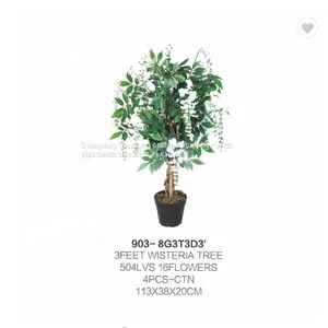 China Making Artificial White Wisteria Tree Bonsai Decorative Mini Wisteria Bonsai for Sale thumbnail-1