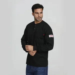 Men's Black ESD Flame Retardant Long Sleeve Safety T Shirt thumbnail-1