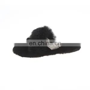 Comfortable Indoor Fur Slides Korean Furry Outdoor Soft Non-slip Wholesale Fashion Winter Slippers For Shoes Women thumbnail-6