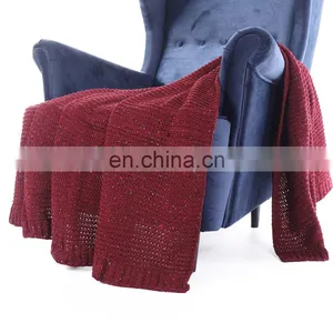 Hot Selling Knit Throw Red Blanket Home Decorative Chenille Blanket 50 x 60 Inch thumbnail-6
