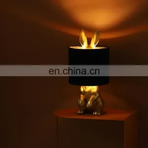 Wholesale High Quality Unique Design Rabbit Animal Shape Polyresin Desk Light Saving Energy Home Decor Resin Table Lamps thumbnail-6