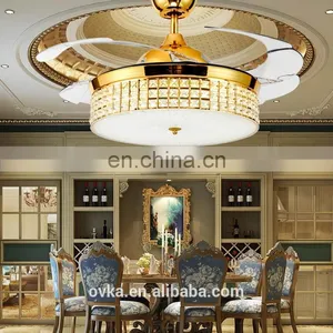 European Luxury Living Room Bedroom Crystal Lamp LED Decorative Stealth Ceiling Fan Fan Lights Restaurant Lights Direct thumbnail-2