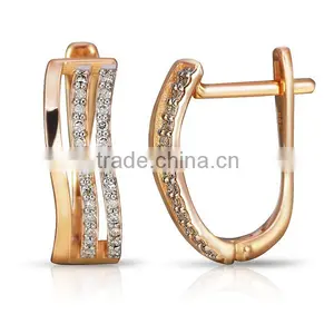 14K Rose Gold Earring With Diamonds thumbnail-1