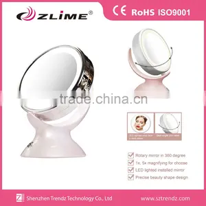 Unique Design Dual Side Mirror Desktop Makeup Mirror With Led Light Ring thumbnail-6