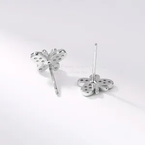 925 Sterling Silver Butterfly Inlaid Zircon Earrings Women's Sweet and Simple Earrings Autumn and Winter New Fashion Earrings thumbnail-3