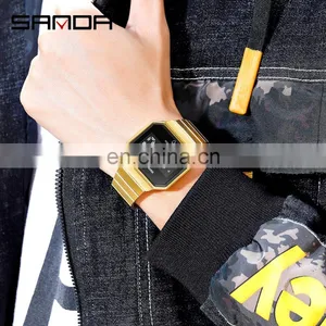 Sanda 8001 Luxury Touch Screen LED Wristwatch for Men Luminous Waterproof Steel Digital Watches thumbnail-5