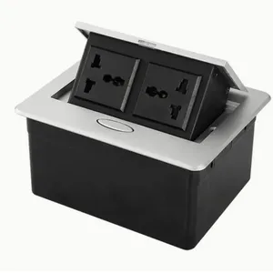 EU Double Floor Mounted Pop up Floor Socket Box thumbnail-4