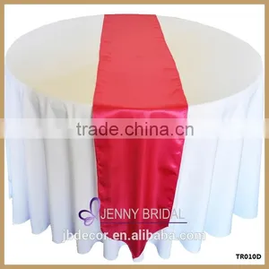 TR010D Custom Made Bright Red Satin Table Runners Wedding thumbnail-1