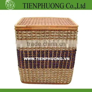Bamboo Wicker Laundry Hamper With Lid, Bamboo Trunks thumbnail-1