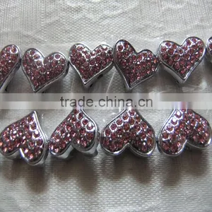 Produce Slide Diamond Hearts Wholesale Diamond Letter 10 mm Full Rhinestone Heart Charm thumbnail-4