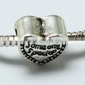 Some One Special Text Heart Shape Zinc Alloy Beads With Round Hole thumbnail-5