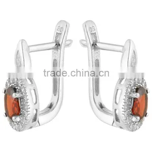 Natural Garnet Stone Fashion 925 Sterling Silver Ring Earring Set thumbnail-5