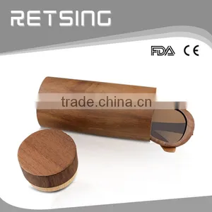Hot Round Wooden Bamboo Sunglasses Case Box Engraved Logo for Free thumbnail-4