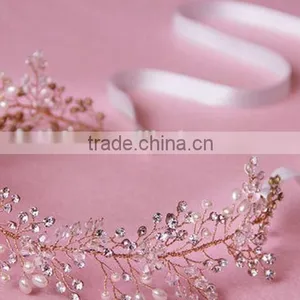 Luxury Handmade Rhinestone Pearl Hair Band New Brand Bridal Hair Accessories thumbnail-6