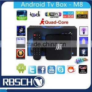 M8 Fully Loaded KODI Quad Core Amlogic S802 Android 4.4 4K Smart Android TV BOX thumbnail-1
