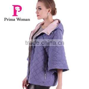 New Product 2016 Factory Price Polyester Cotton Fabric Spring Short Bat Coat Women With Hat thumbnail-6