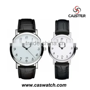 New Design Couple Wrist Watches With Leather Bracelet Simpl Dial thumbnail-2