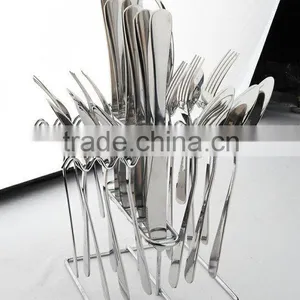 24 Pcs Stainless Steel Flatware Set With Wire Stand thumbnail-1