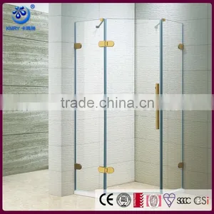 304 Stainless Steel Golden Chrome Luxury Square Hinge Glass Shower Screens&Bath Shower Screens Glass(KD3301) thumbnail-1