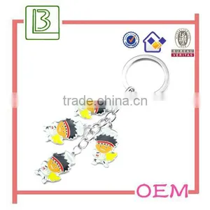 Custom Metal Alloy Silver Tone Enamel Cartoon Figure Keychain thumbnail-4