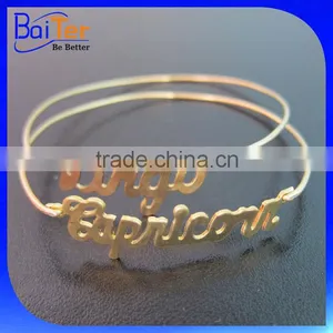 Custom Personalized Handwriting Word Charm Signature Bangle Bracelet thumbnail-1