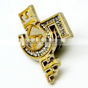 Perfect In Workmanship Anniversary Of The Company Crystal Letter Lapel Pin Manufacturers China thumbnail-1