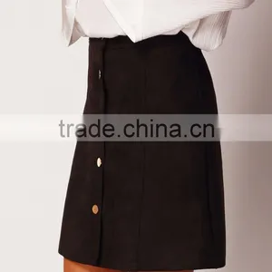 Suede Ladies Designer Skirt Suits thumbnail-4