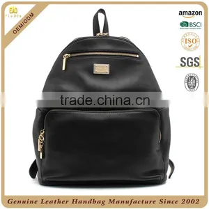 Guangzhou Leather Bag Manufacturer OEM Durable Genuine Leather Backpack With Zippers thumbnail-2