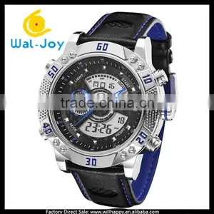 WJ-5446 Genuine Leather Strap IP Plating High Quality Double Show Ohsen Waterproof Men Sport Watch thumbnail-6