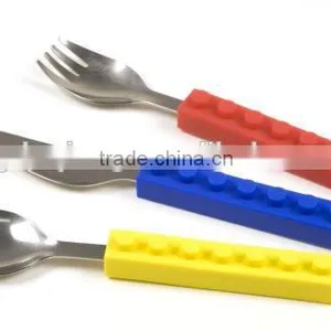 Blocks Stainless Steel Spoon and Fork Silicone Handle thumbnail-1
