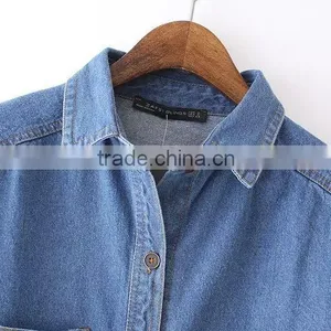 Cheap China Wholesale Clothing Two Pockets Front Denim Jacket thumbnail-3