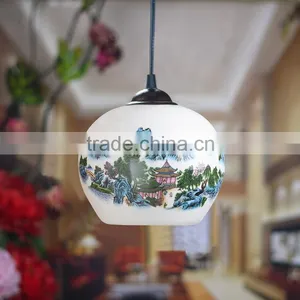 Jingdezhen Pastel Decal Outdoor Pendant Light Ceiling Pendant Light thumbnail-1