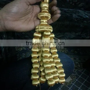 Beaded Borlas Con Bolitas Tassel Gold With Mylar Metallic Thread and Long Twisted Cord | Church Tassels Manufacturer Supplier thumbnail-2