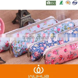 Flower Print With Pvc Coating Canvas Zipper Pencil Bag thumbnail-1