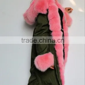European Style Fashion Ladies Parka Winter Jacket With Fox Fur Trim thumbnail-1