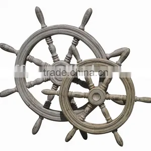 Wooden Wheel and Rudder Garden Decoration thumbnail-1