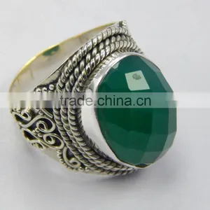 Natural Green Onyx Ring 92.5 Sterling Silver Jewellery thumbnail-2