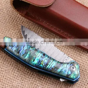 OEM Damascus Pocket Knife Application and Abalone Handle Knife thumbnail-5