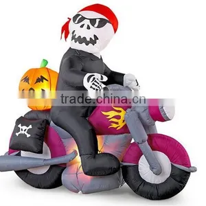 Halloween Inflatable Skeleton With Motorcycle thumbnail-1
