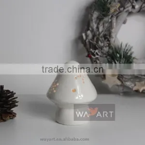 3 Asst LED Lighted Ceramic Mushroom With Snowflake Carved thumbnail-4
