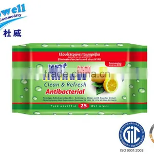 25pcs Hands Antibacterial Wet Wipes Lemon Scent thumbnail-1