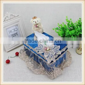 Blue Fabric Tissue Box Cover thumbnail-2