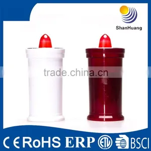 Red LED Blinking Function Flameless Memorial White Grave Candle thumbnail-4