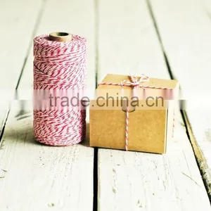 240 Yards Spool Baker's Twine in Gray Stripes - 240 Yards - Red Pink White String Cord Ribbon Gift Wrapping Packaging thumbnail-1
