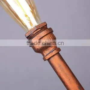 Industrial Steampunk Table Lamp Bare Bulb Desk Light Rusted Water Pipe Reading Light thumbnail-2