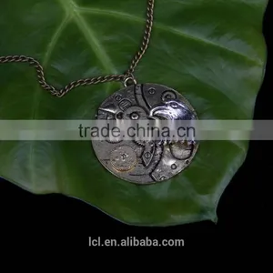 New Arrival Steampunk Round Cameo Shape Eagle Head Gear Steam Pendant Statement Necklace 2015 Yiwu Fashion Jewelry Hot Sale thumbnail-2