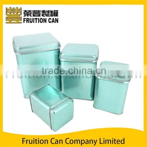 Tall Square Metal Tea Tin Box Container thumbnail-1