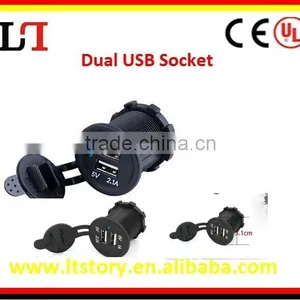 Waterproof Dual USB Charger Adapter Socket 12-24V Outlet Power Marine Motorcycle thumbnail-1