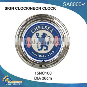 Neon Light Wall Clock With Chromed Shell thumbnail-1